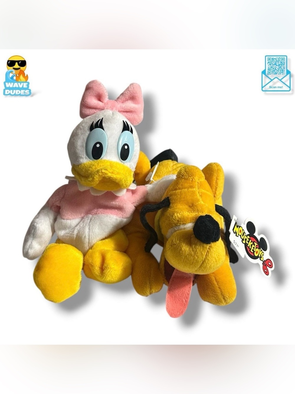 Vintage Daisy Duck & Pluto Disney Mini Plush Set